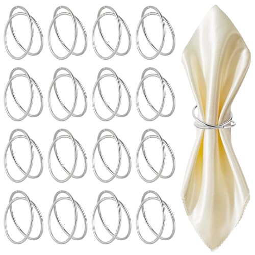 16 Stück Serviettenringe Silber, Servietten Ringe Doppelspiralkreis-Design, Metall Serviettenschnallen, Elegante Schlichtheit Napkin Rings für Partys, Hochzeiten, Feste 16 Stück Serviettenringe Silber, Servietten Ringe Doppelspiralkreis-Design, Metall Serviettenschnallen, Elegante Schlichtheit Napkin Rings für Partys, Hochzeiten, Feste von Generisch