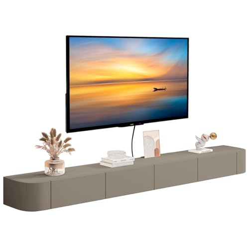 160 cm schwebender TV-Schrank mit modernem Design, Klapptüren und Schubladen, Wandmontage, Medienschrank für Wohnzimmer & Schlafzimmer, Khaki komplett montiert 160 cm schwebender TV-Schrank mit modernem Design, Klapptüren und Schubladen, Wandmontage, Medienschrank für Wohnzimmer & Schlafzimmer, Khaki komplett montiert von Generisch