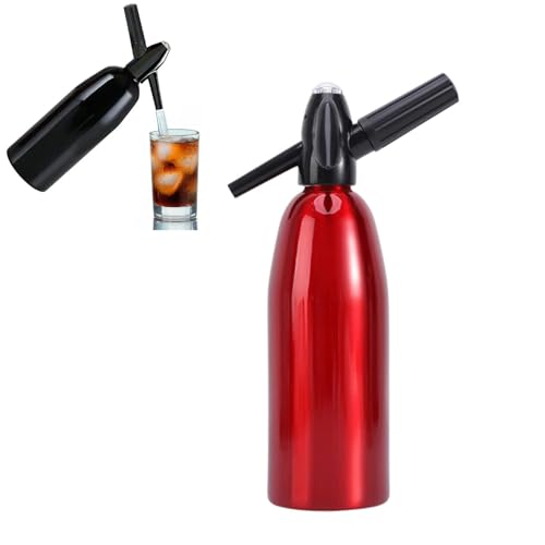 1L Soda Siphon Maker Aluminium Soda Siphon Bottle Manual Homemade Soda Mojitos, Gin Fizz Cocktails and Wine Spritzers, schwarz von Generisch