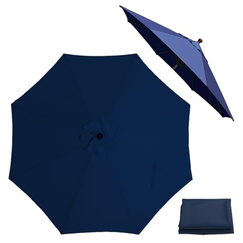 2/2.7/3 m, 6 Ribs/8 Ribs Replacement Umbrella Canopy, Outdoor Patio Umbrella Round, Fade Resistant Parasol Canopy Top for Market Garden Deck Pool Beach(Navy,6 Ribs-2.7 m/9 FT) von Generisch