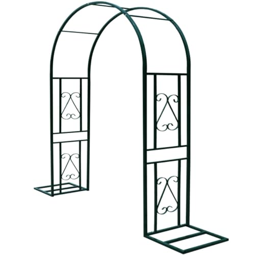 2,3m H Gartenbogen Pergola mit Sockel Rosenbogen aus Metall,Gemüses Rankhilfe,robusten Rosenhilfe Rankgitter, grüne Rankbogen für verschiedene Kletterpflanzen, Rosen und Weinreben(grün,H230 x W260cm) von Generisch