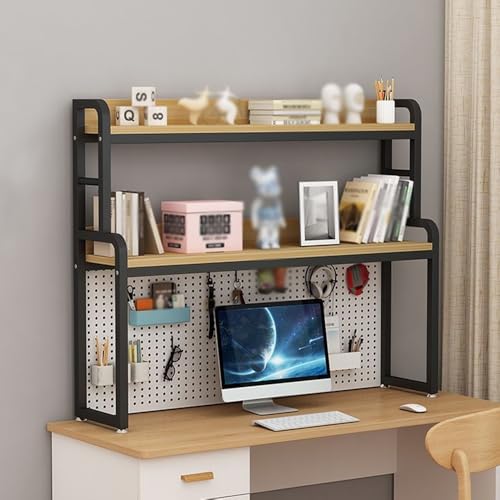 2-Etagen Schreibtisch Bücherregal Für Computer, Schreibtischregal Holz Und Metall, Tischregal Für Schreibtisch Organizer Multifunktionales Für Büro(Black,45.7in/116cm) von Generisch