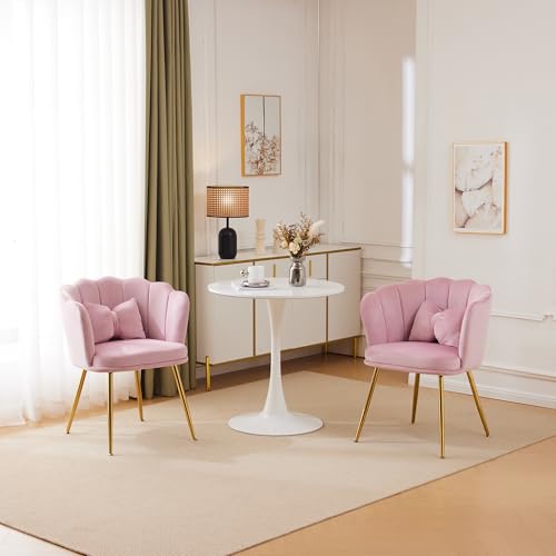 2 Moderne Samt-Wohnzimmerstühle mit Blütenblatt-Rückenlehne, vergoldeten Metallbeinen, ergonomischer Polsterung & Schmetterlingskissen – Luxusdesign für Wohnzimmer, Schlafzimmer (150 kg Tragkraft) 2 Moderne Samt-Wohnzimmerstühle mit Blütenblatt-Rückenlehne, vergoldeten Metallbeinen, ergonomischer Polsterung & Schmetterlingskissen – Luxusdesign für Wohnzimmer, Schlafzimmer (150 kg Tragkraft) von Generisch