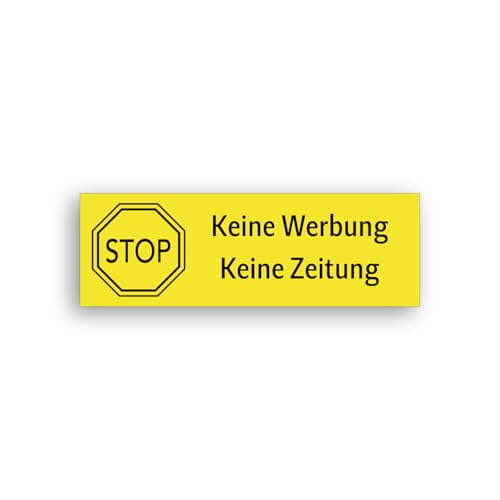 2 Stk. Briefkastenschild "Keine Werbung" (6x2cm) selbstklebend, Schild mit Gravur, wetterbeständig Rot (Gelb) von Generisch