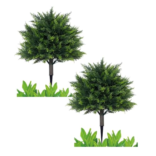 2 Stück Künstliche Zypresse 2 Fuß (60 cm) - Kunstpflanze für Garten & Balkon - Immergrün, Frostsicher, Pflegeleicht - Dekorative Kunstzeder für Haus & Hof (A-2 Stück) von Generisch