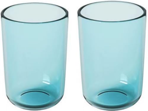 2 Stück Zahnputzbecher Kunststoff, Leichte Luxus Zahnbürstenhalter Ohne Bohren, Transparenter und Langlebiger Zahnputzbecher Set – 290 ml (Blau und Blau) von Generisch