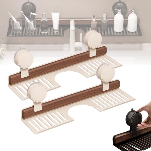 2 Stück weiße Walnussholz-Saugnapfablage – Wandmontage ohne Bohren für Bad und Küche, kompakter Duschablage, platzsparende Aufbewahrungslösung über dem Waschbecken 2 Stück weiße Walnussholz-Saugnapfablage – Wandmontage ohne Bohren für Bad und Küche, kompakter Duschablage, platzsparende Aufbewahrungslösung über dem Waschbecken von Generisch
