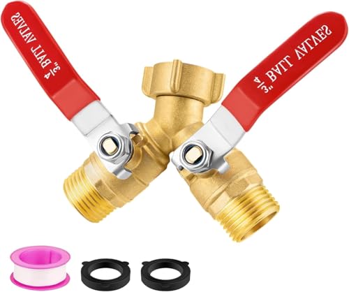 2-Wege-Gartenschlauch-Verteiler, robuster Messing-Wasseranschluss mit Edelstahlgriff, 1,9 cm GHT-Gewinde von Generisch
