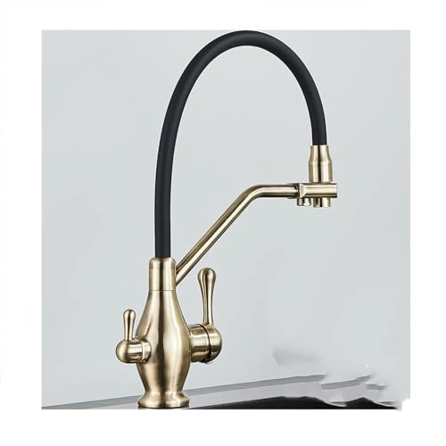 2 in 1 Küchenarmatur mit Filter, Messing Doppelauslauf Mischbatterie Schwarz Schwenkdüse Antik Bronze Finish - Moderner Wasserfilter Wasserhahn für Zuhause 2 in 1 Küchenarmatur mit Filter, Messing Doppelauslauf Mischbatterie Schwarz Schwenkdüse Antik Bronze Finish - Moderner Wasserfilter Wasserhahn für Zuhause von Generisch
