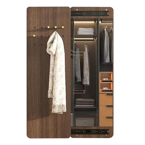 2-in-1 Wandgarderobe mit verstecktem Ganzkörperspiegel, platzsparender Eingangs-Organizer für elegante Flur-Ankleide-Lösung von Generisch
