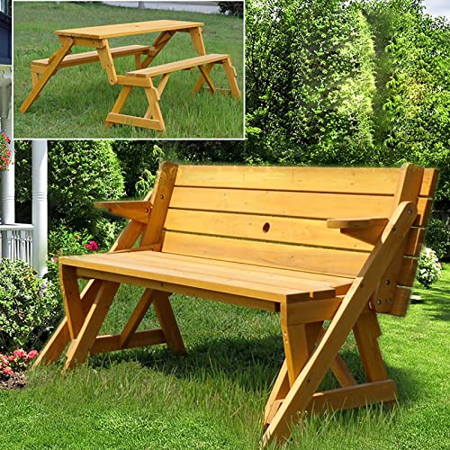 2-in-1 wandelbare Picknick-Bank-Tisch-Set, verwandelbare Outdoor-Möbel mit Schirmloch für Garten, Hinterhof, Veranda, Terrasse 2-in-1 wandelbare Picknick-Bank-Tisch-Set, verwandelbare Outdoor-Möbel mit Schirmloch für Garten, Hinterhof, Veranda, Terrasse von Generisch