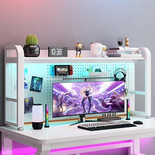 2-lagiges Schreibtisch-Bücherregal, freistehendes Aufbewahrungsregal für Schreibtischorganisation und Privatsphäre, multifunktionales Ausstellungsregal für Gaming- und Computertische von Generisch