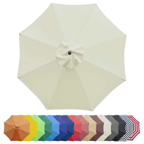 2 m / 2.7 m / 3 m Sonnenschirm Gartenschirm 6/8 Rippen, Terrassenschirm Ersatzdach, Cover for Parasol für den Außenbereich Knickbar Neigbar(Beige,2.7 m/9 FT/6 Ribs) von Generisch