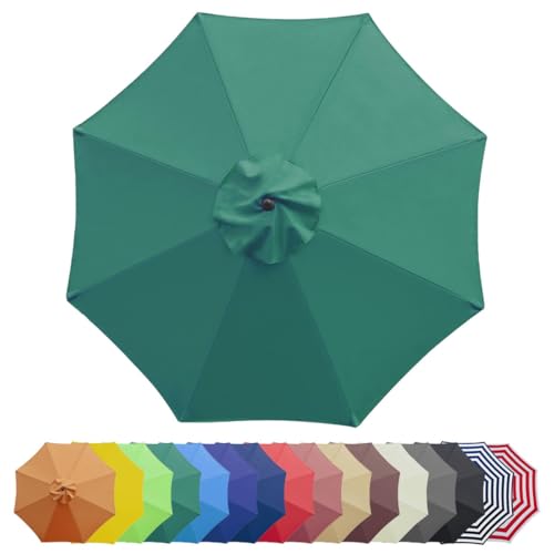 2 m / 2.7 m / 3 m Sonnenschirm Gartenschirm 6/8 Rippen, Terrassenschirm Ersatzdach, Cover for Parasol für den Außenbereich Knickbar Neigbar(Grün,2.7 m/9 FT/6 Ribs) von Generisch