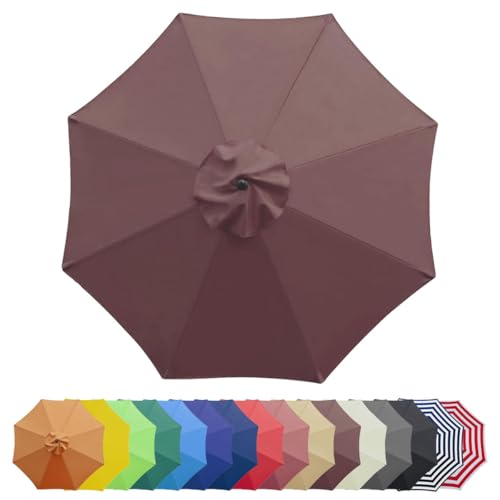 2 m / 2.7 m / 3 m Sonnenschirm Gartenschirm 6/8 Rippen, Terrassenschirm Ersatzdach, Cover for Parasol für den Außenbereich Knickbar Neigbar(Kaffee,3 m/10 FT/6 Ribs) von Generisch