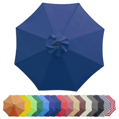 2 m / 2.7 m / 3 m Sonnenschirm Gartenschirm 6/8 Rippen, Terrassenschirm Ersatzdach, Cover for Parasol für den Außenbereich Knickbar Neigbar(Navy blau,2.7 m/9 FT/8 Ribs) von Generisch