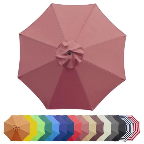 2 m / 2.7 m / 3 m Sonnenschirm Gartenschirm 6/8 Rippen, Terrassenschirm Ersatzdach, Cover for Parasol für den Außenbereich Knickbar Neigbar(Weinrot,2.7 m/9 FT/6 Ribs) von Generisch