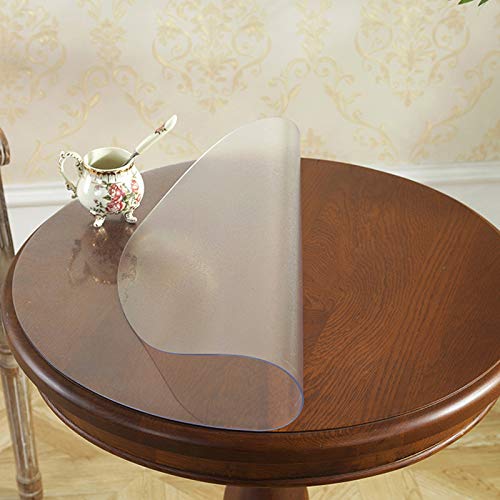 2 mm dicke, runde Tischdecke – transparente PVC-Möbelabdeckung, leicht zu reinigender Tischschutz, mattierter Kunststoff, Auslaufschutz, erhältlich in 12 Größen (140 cm) von Generisch