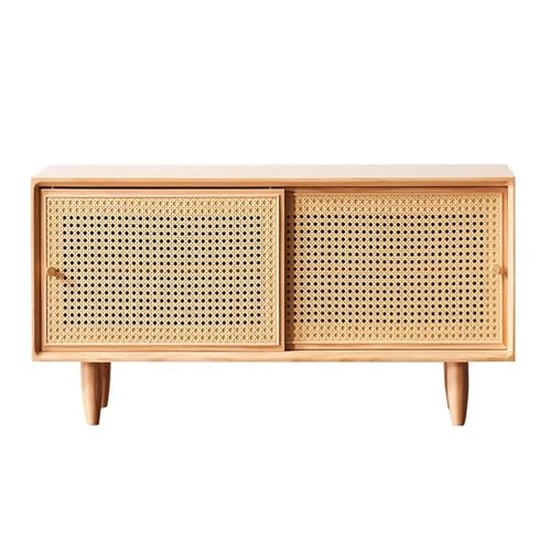 2-stöckiger Rattan-Schuhschrank mit Schiebetüren, Outdoor-Bank für den Eingangsbereich, geschlossener Schuhnizer, Gelb (100 cm) von Generisch