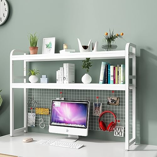 2-stöckiger Schreibtisch-Organizer aus Eisen, Mehrzweck-Schreibtisch-Bücherregal, Büro-Schreibtisch mit Stecktafel, Industrie-Stil, Computertisch-Aufbewahrungslösung von Generisch