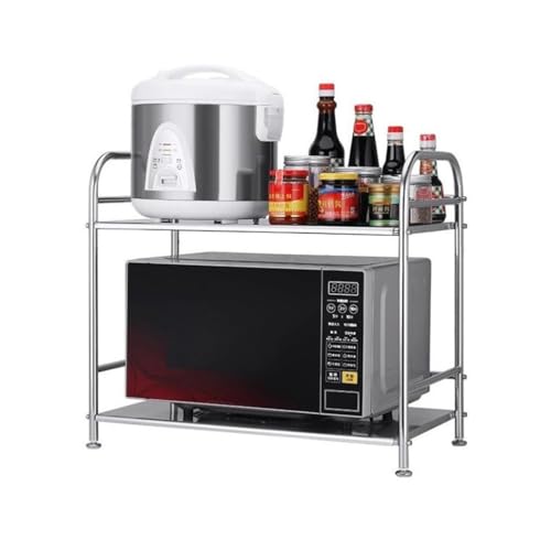 2-stöckiges Edelstahl-Küchenregal, Mikrowellen-Regal, multifunktionales Regal für die Arbeitsplatte, Fritteusenständer und verschiedene Aufbewahrung für Büro und Wohnzimmer – 40 cm von Generisch