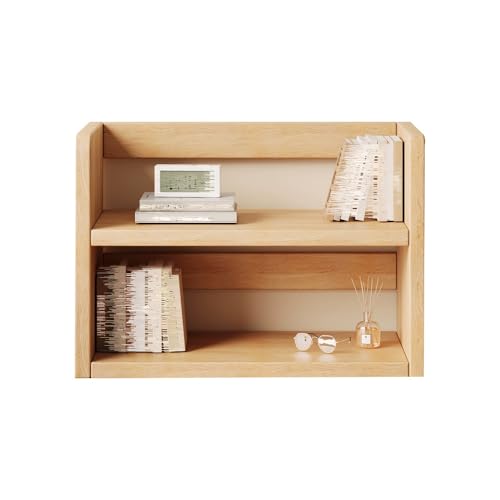2-stöckiges Stehendes Bücherregal, Schreibtischregale Organizer Aus Holz, Mehrzweck Schreibtisch Regal Mit Offenem Paneel(Yellow,L 68cm/26.7in) von Generisch