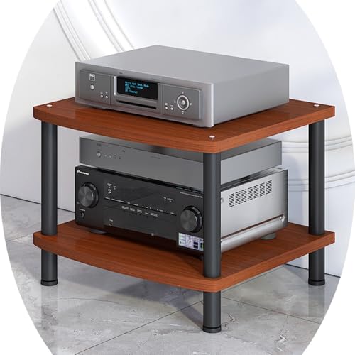 2-stöckiges Teak-Entertainment-Komponenten-Regal, TV-Ständer, höhenverstellbar, Stereo-Regal, AV-Media-Ständer mit offenem Audio-Video-Schrank und CD-Player-Ständer, ideal für Ihr von Generisch
