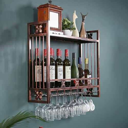 2-stöckiges Weinregal zur Wandmontage, schwebendes Regal, Metall, Likör-Bar-Regale mit Weinglashalter, keine Montage erforderlich, stilvolles Messing-Design, 120 cm 2-stöckiges Weinregal zur Wandmontage, schwebendes Regal, Metall, Likör-Bar-Regale mit Weinglashalter, keine Montage erforderlich, stilvolles Messing-Design, 120 cm von Generisch