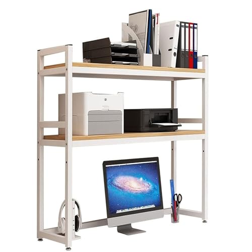 2-stöckiges verstellbares Schreibtisch-Bücherregal – Mehrzweck-Computer-Nizer, offenes Ausstellungsregal für Bücher, Drucker und Bürobedarf – perfekt für Zuhause und Wohnheim von Generisch