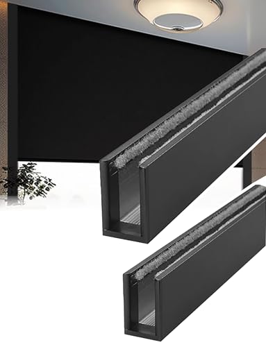 2-teiliger Fenster-Lichtblocker aus Aluminiumlegierung U, seitliche Verdunkelungsschiene for Rollos im Schlafzimmer, Lichtblockierstreifen for Fensterrollos und Jalousien(Black,230cm/90.6in) von Generisch