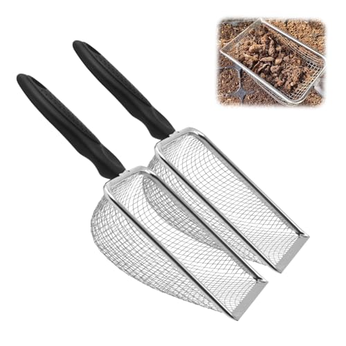 2-teiliges Bodensieb-Set, Gartensand und Kompost-Rätsel mit Griff, 2 mm Edelstahl-Mesh, geeignet für Erde, Sand, Steine, Kompost, auch zum Sieben von Katzenstreu und Haustierabfallreinigung von Generisch