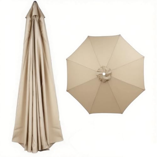 2.0–4.0 m Großer Sonnenschirm Ersatzbezug, 8 Rippen Ersatzdach Baldachin für Terrasse, Strand, Garten und Pool, Hof Regenschirm Ersatzabdeckung, Wasserdicht(Beige,230cm) von Generisch