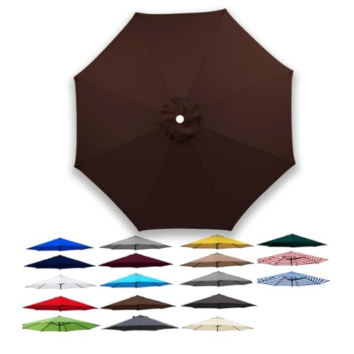 2.0m 2.5m 3.0m 6/8 Rippen Sonnenschirm Ersatzbezug für Terrassenschirm, Ersatz Baldachin, Große Stoffbezug für Poolschirm, Nur Regenschirmstoff, Wasserdicht, UV-Schutz(Kaffee,6 Streben 270cm) von Generisch