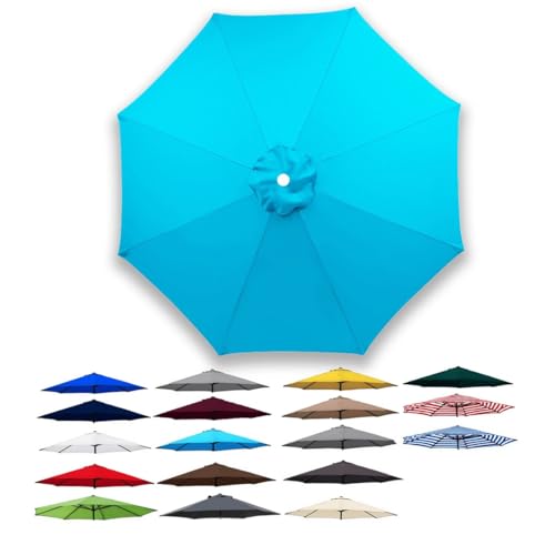 2.0m 2.5m 3.0m 6/8 Rippen Sonnenschirm Ersatzbezug für Terrassenschirm, Ersatz Baldachin, Große Stoffbezug für Poolschirm, Nur Regenschirmstoff, Wasserdicht, UV-Schutz(Seeblau,6 Streben 200cm) von Generisch