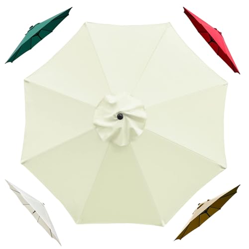 2.7 m/3 m Sonnenschirm Ersatzbezug, 8 Streben Cover for Parasol, Terrassenschirm Ersatzdach, Gartenschirm Ersatz-Überdachung Für Hof, Strand, Pool(Beige,2.7 m/9 FT/8 Ribs) von Generisch