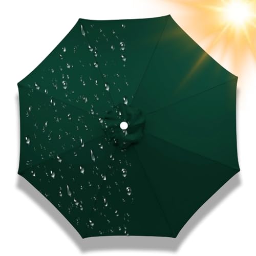 2.8 m Schirmbezug Ersatzbezug für Terrassenschirme 6/8 Rippen, wasserdichte Abdeckung Ersatz für Strand Pool Garten, Regenschirm Baldachin Ersatzdach, UV-Beständig(Dunkelgrün,8 Streben 200cm) von Generisch