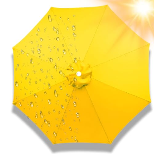 2.8 m Schirmbezug Ersatzbezug für Terrassenschirme 6/8 Rippen, wasserdichte Abdeckung Ersatz für Strand Pool Garten, Regenschirm Baldachin Ersatzdach, UV-Beständig(Gelb,6 Streben 200cm) von Generisch