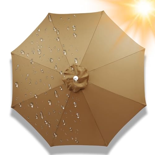2.8 m Schirmbezug Ersatzbezug für Terrassenschirme 6/8 Rippen, wasserdichte Abdeckung Ersatz für Strand Pool Garten, Regenschirm Baldachin Ersatzdach, UV-Beständig(Khaki,8 Streben 200cm) von Generisch