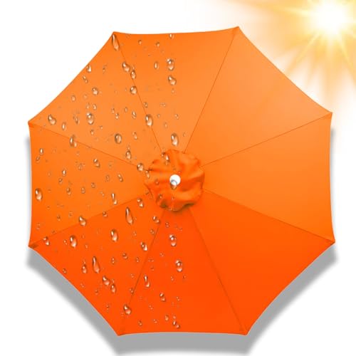 2.8 m Schirmbezug Ersatzbezug für Terrassenschirme 6/8 Rippen, wasserdichte Abdeckung Ersatz für Strand Pool Garten, Regenschirm Baldachin Ersatzdach, UV-Beständig(Orange,8 Streben 330cm) von Generisch