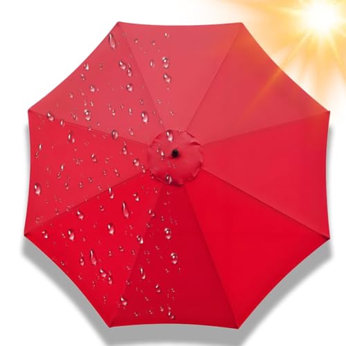 2.8 m Schirmbezug Ersatzbezug für Terrassenschirme 6/8 Rippen, wasserdichte Abdeckung Ersatz für Strand Pool Garten, Regenschirm Baldachin Ersatzdach, UV-Beständig(Rot,8 Streben 200cm) von Generisch