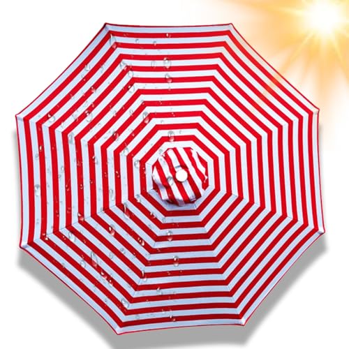 2.8 m Schirmbezug Ersatzbezug für Terrassenschirme 6/8 Rippen, wasserdichte Abdeckung Ersatz für Strand Pool Garten, Regenschirm Baldachin Ersatzdach, UV-Beständig(Rot und Weiß,8 Streben 200cm) von Generisch