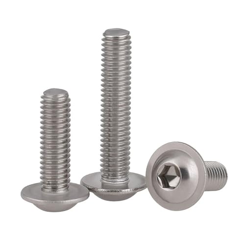 20-50 Stück M3 M4 M5 M6 M8 A2 Edelstahl 304 Halbrunder Knopfflanschkopf mit Unterlegscheibe Innensechskantschrauben Bolzen(16mm,M3 50pcs) von Generisch