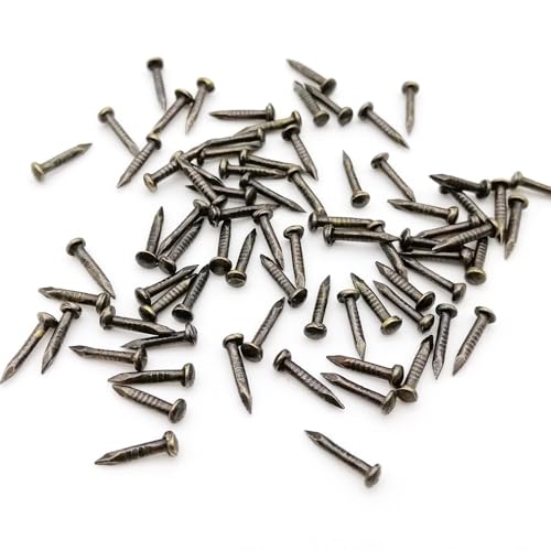 200X Golden Silver Brass Bronze Diameter 1.2mm Length 6mm 8mm 10mm Iron Small Mini Round Head Nail for Jewelry Box Hinge(Bronze 1.2x10mm) von Generisch