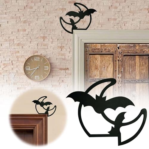 2024 Halloween Türdekoration Mond Topper Deko Wandschmuck Urlaubsornament Weihnachten Katze Hängezeichen Rahmen Festliche Raumgestaltung (Black, A) von Generisch