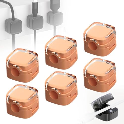 2025 Magnetische Kabelhalter, 6 Stück Selbstklebend für Schreibtisch, Kabelorganizer mit Ladefunktion, Aufbewahrungshalter (Orange) von Generisch