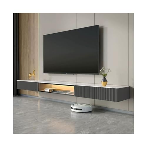 2024 Wandmontierter schwebender TV-Ständer – Schiefer-Top-Entertainment-Center, stilvoller TV-Schrank für Wohnzimmer & Schlafzimmer, moderne schwimmende Konsole (Grau, mittel) von Generisch