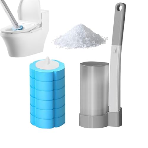 2025 Neue Wegwerf-Toilettenbürste & Stiel-Set - Hygienisches Reinigungssystem für Toilette, Waschbecken, Badewanne - Inklusive Ersatzbürstenköpfe (1, Graue Pinsel + Ozeangeschmack) von Generisch