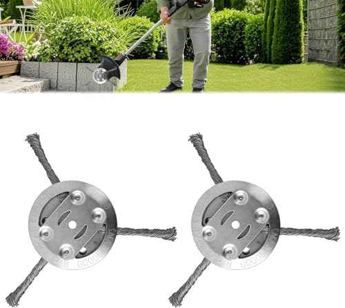 2025 Neuer Stahldraht Grasstrimmer Kopf, 6 Zoll Universal Stahldraht Trimmer Kopf für Unkraut Essen, kompatibel mit den meisten Rasenmäher, Werkzeugfreie Installation (2 Stück 3 Köpfe) von Generisch