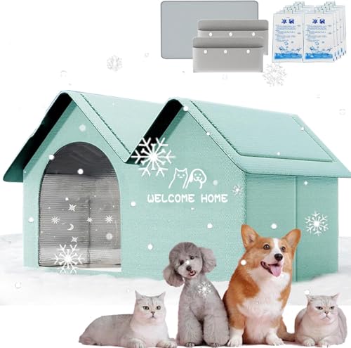 2025 New Air Conditioned Dog House, Air Conditioned Dog House, Pets Cooling House, with Removable Pad & 10 Ice Packs, Easy to Clean & Portable, for Small Medium Large Dogs (Green,XL) von Generisch
