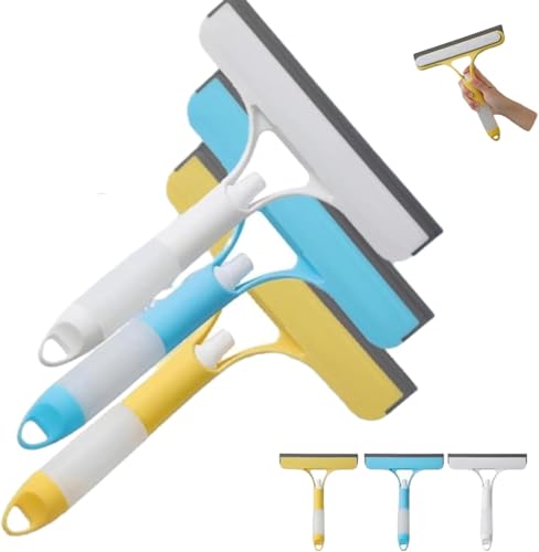2025 New Window Cleaning Scraper 3 in 1, Rakel für Duschglas, Sprühfunktion für Glastüren für Fenster Glas, Spiegel Schaber, Bürste, Allzweck-Fensterreiniger-Werkzeug (3 Stück) von Generisch